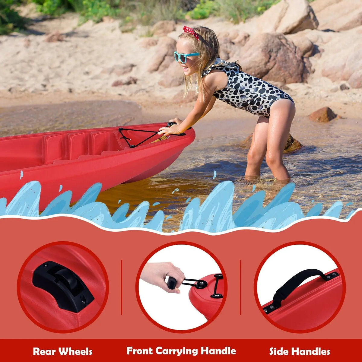 6 Feet Youth Kids Kayak with Bonus Paddle and Folding Backrest for Kid Over 5, photo 3 of 16