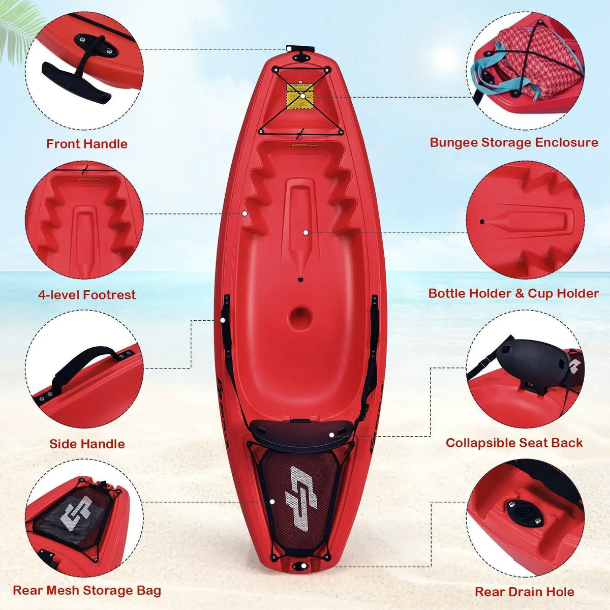 6 Feet Youth Kids Kayak with Bonus Paddle and Folding Backrest for Kid Over 5, photo 9 of 16