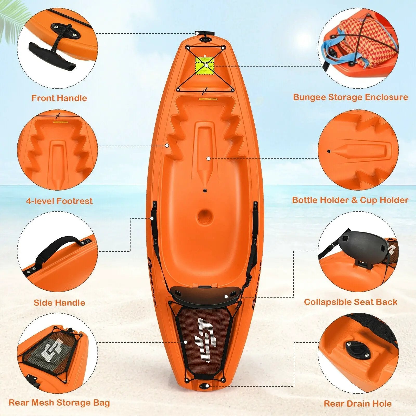 6 Feet Youth Kids Kayak with Bonus Paddle and Folding Backrest for Kid Over 5 by DirectDeals