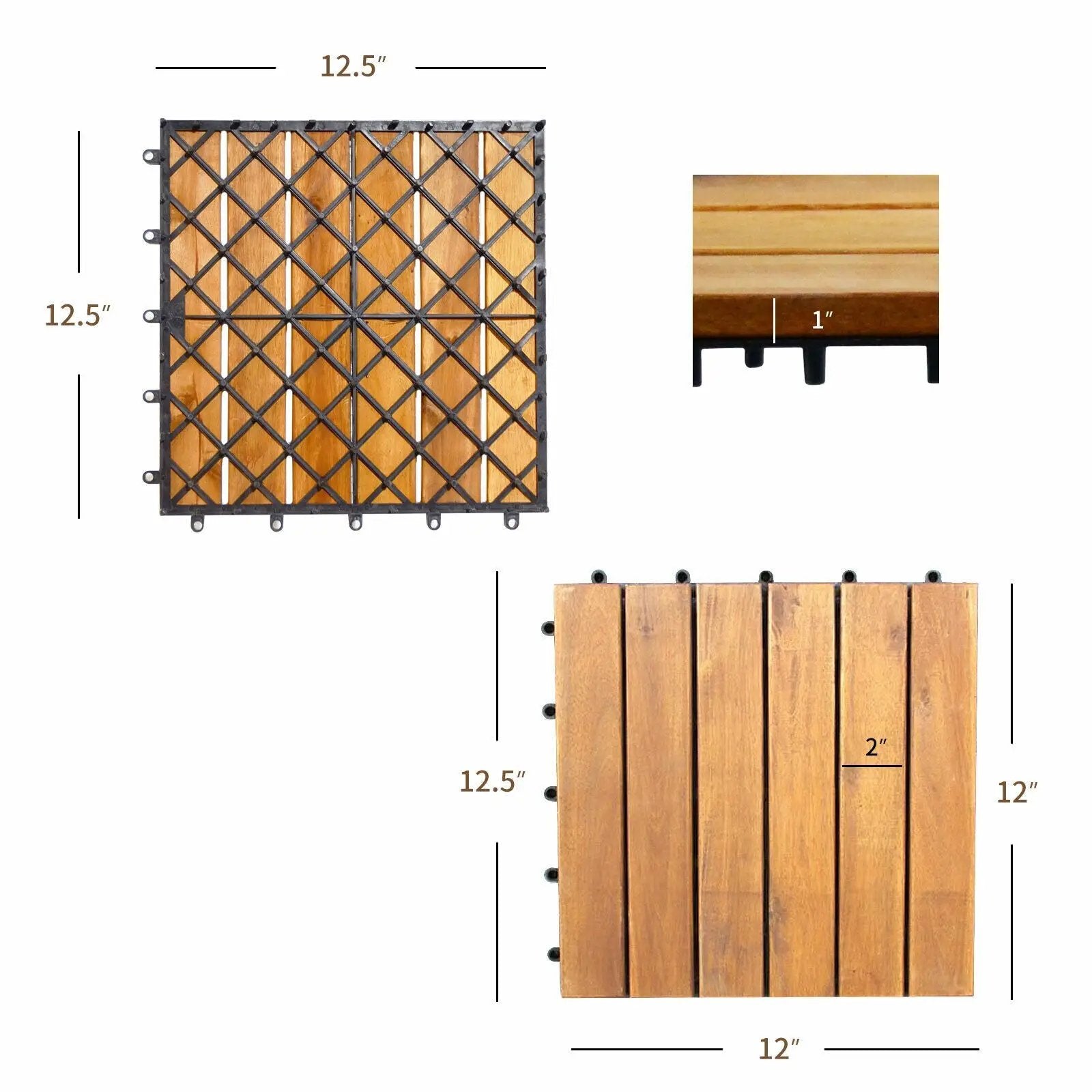 27 Pieces Acacia Wood Interlocking Patio Deck Tile by DirectDeals