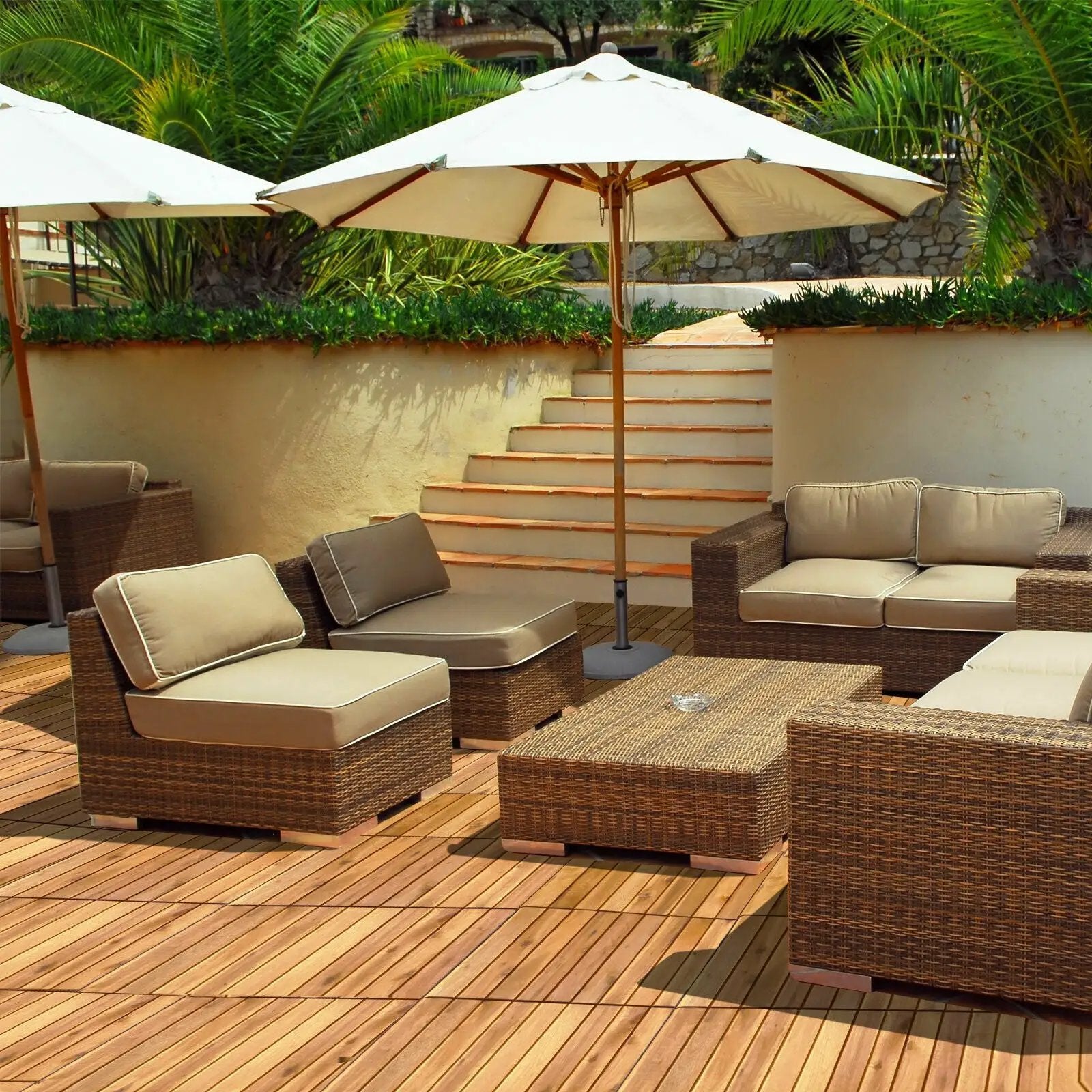 27 Pieces Acacia Wood Interlocking Patio Deck Tile by DirectDeals