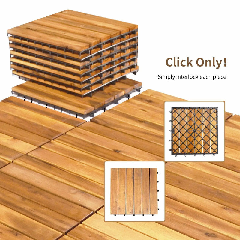 27 Pieces Acacia Wood Interlocking Patio Deck Tile by DirectDeals