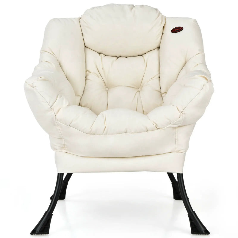 Modern Polyester Fabric Lazy Chair with Steel Frame and Side Pocket by DirectDeals