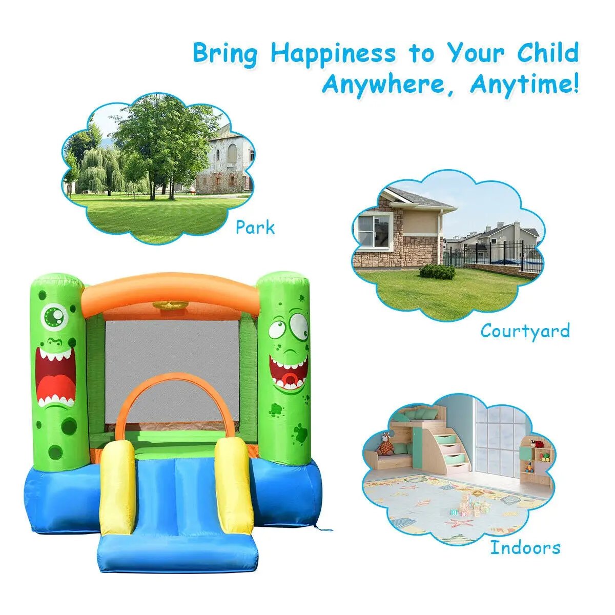 Inflatable Bounce House Jumper Castle Kid's Playhouse without Blower by DirectDeals