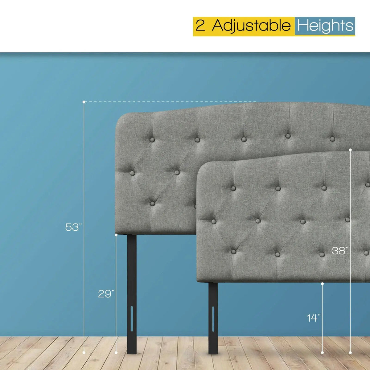 Faux Linen Headboard with Adjustable Heights, photo 8 of 9