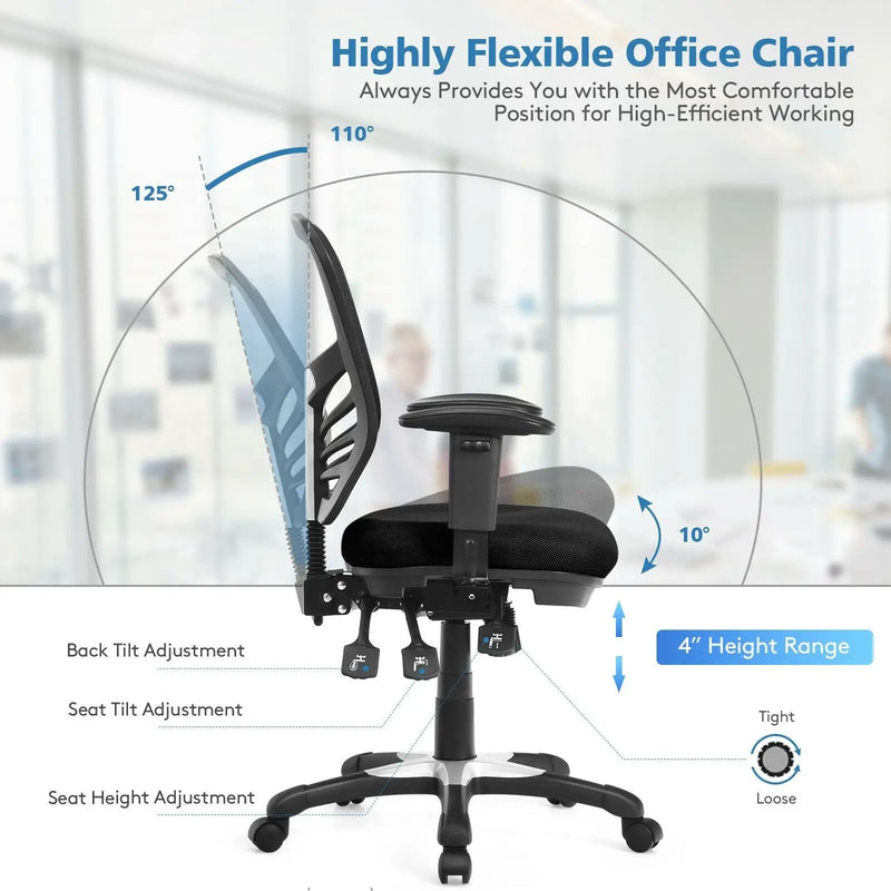 Ergonomic Mesh Office Chair with Adjustable Back Height and Armrests by DirectDeals