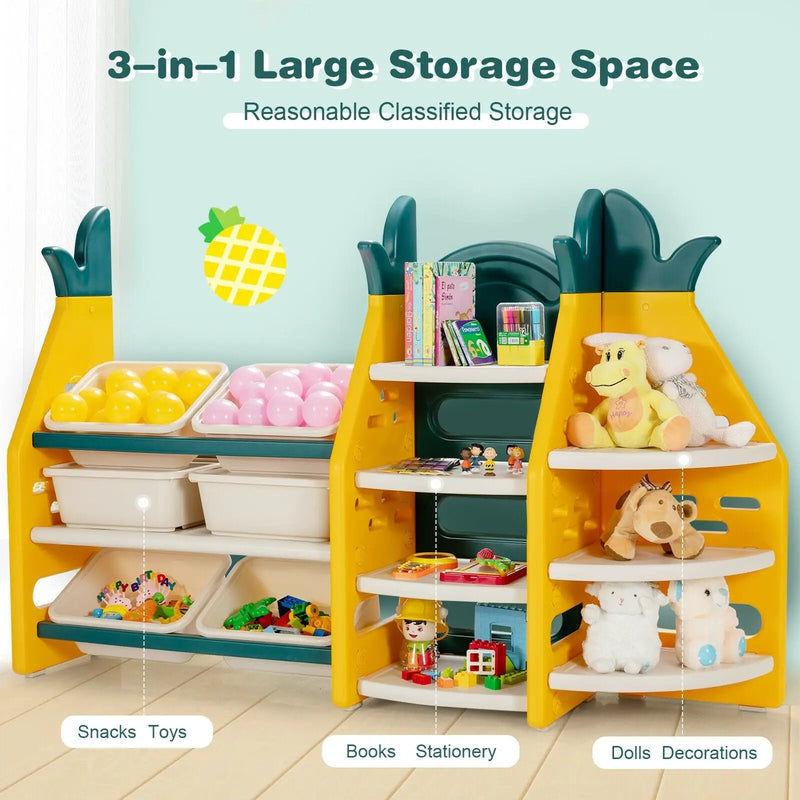 3-in-1 Kids Toy Storage Organizer with Bookshelf Corner Rack by DirectDeals