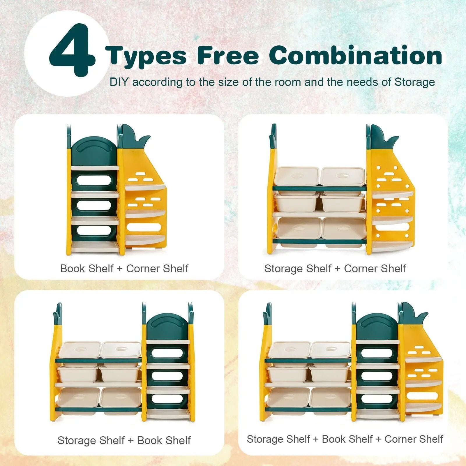 3-in-1 Kids Toy Storage Organizer with Bookshelf Corner Rack by DirectDeals