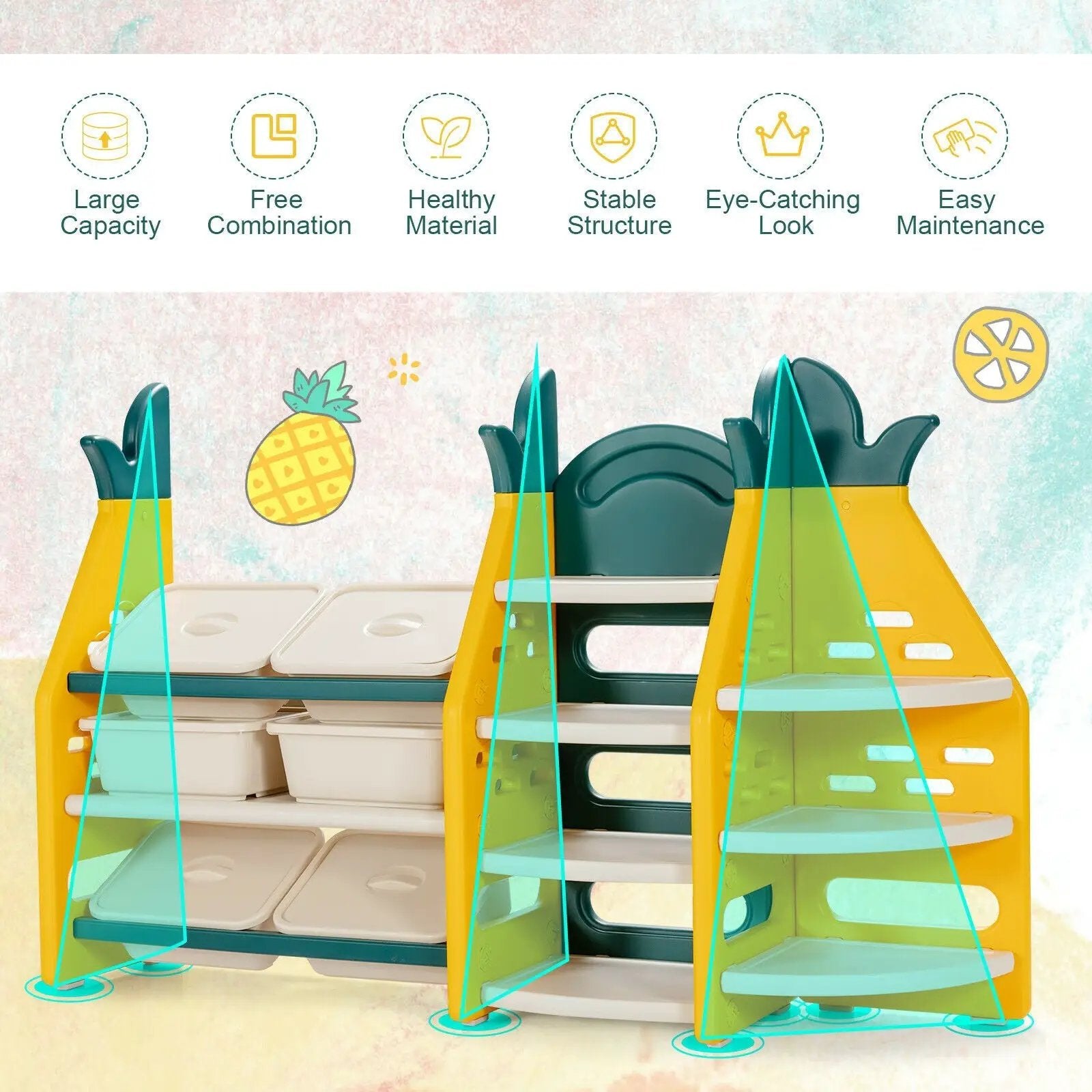 3-in-1 Kids Toy Storage Organizer with Bookshelf Corner Rack by DirectDeals
