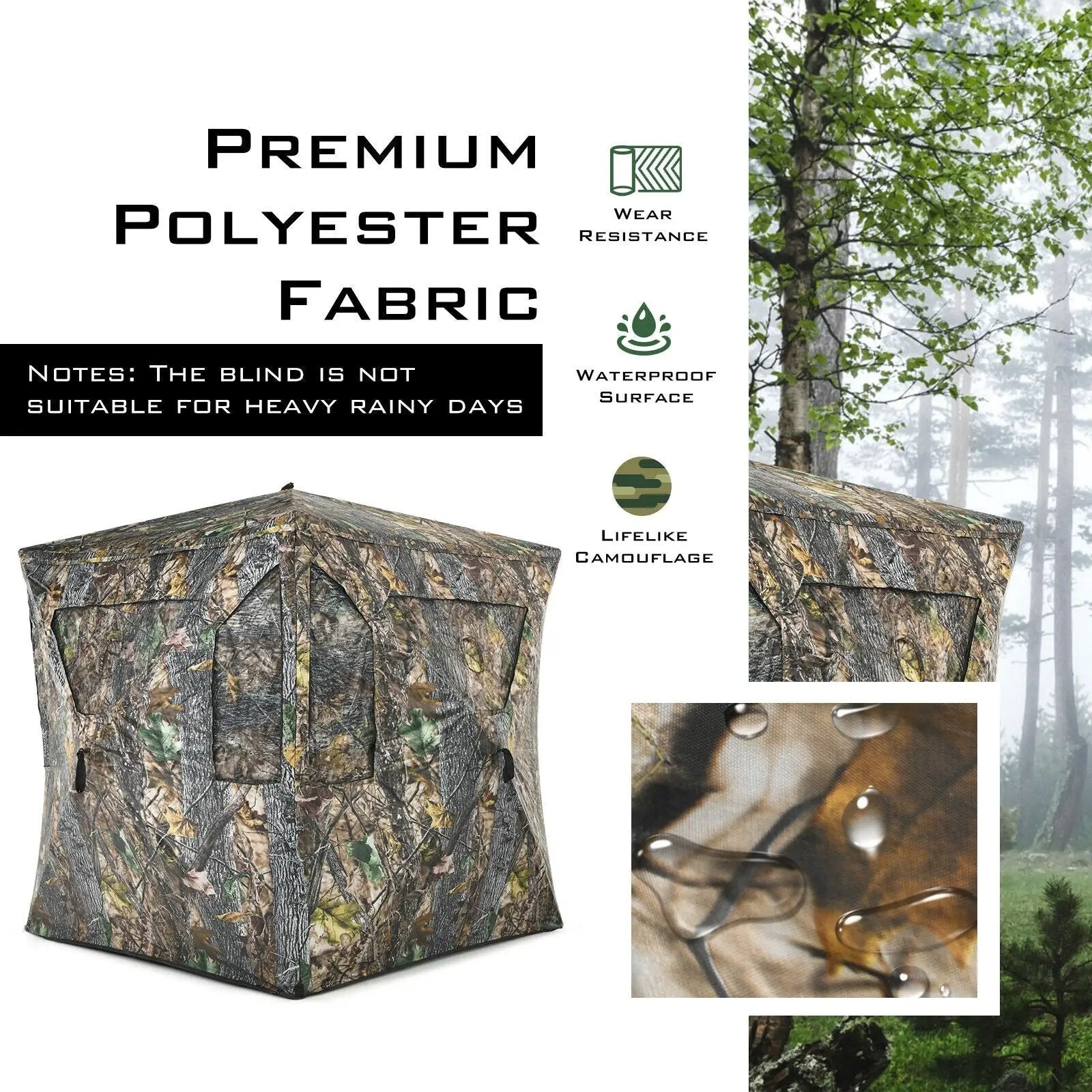 3 Person Portable Pop-Up Ground Tent with Gun Ports and Carrying Bag by DirectDeals