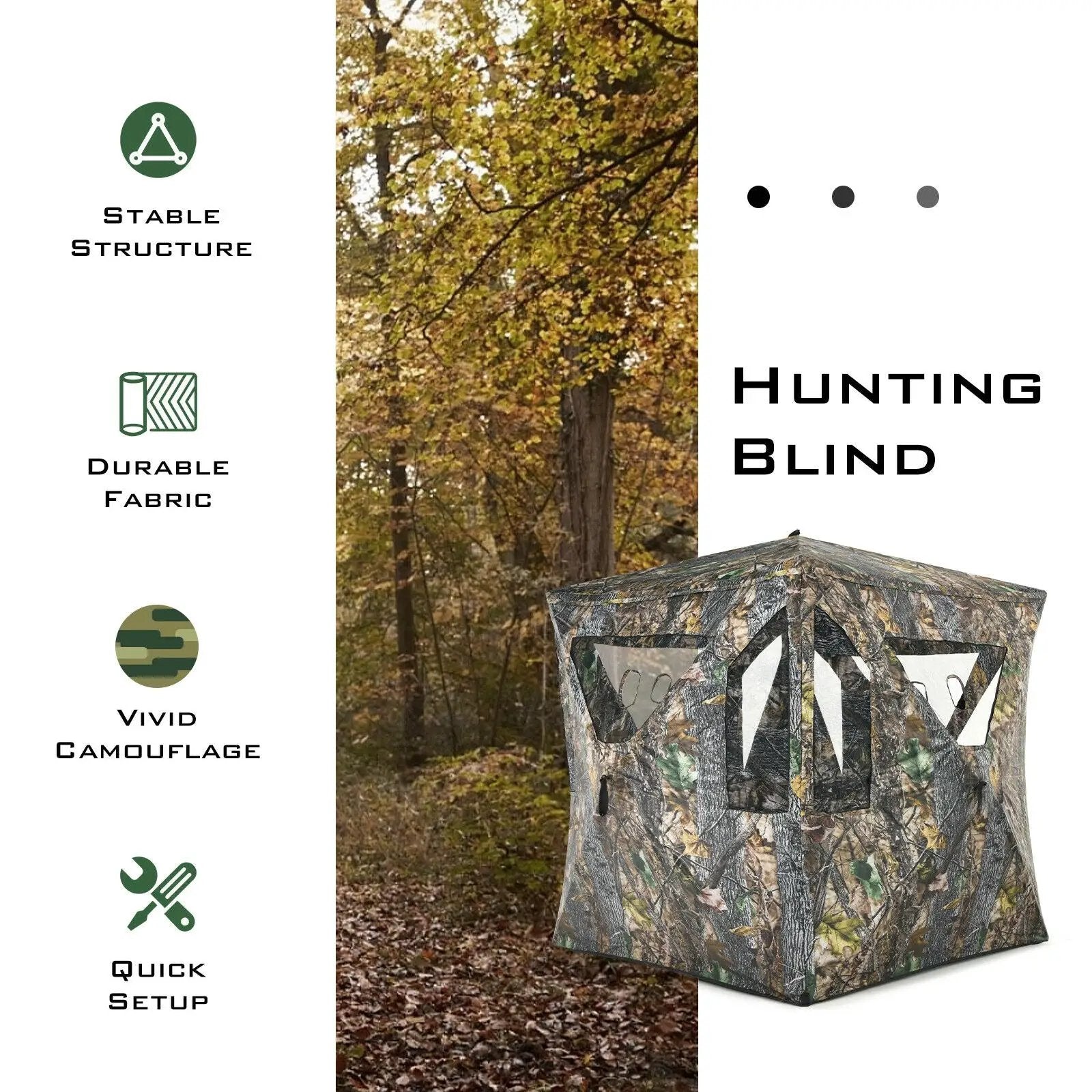 3 Person Portable Pop-Up Ground Tent with Gun Ports and Carrying Bag by DirectDeals