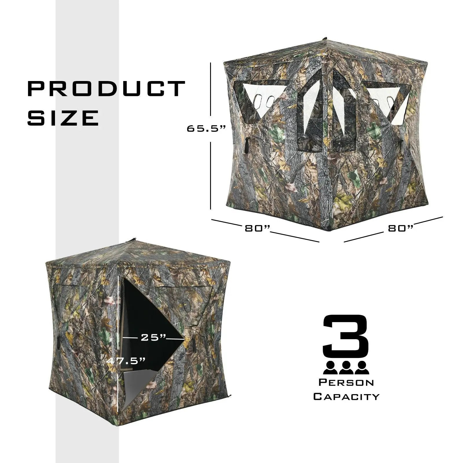 3 Person Portable Pop-Up Ground Tent with Gun Ports and Carrying Bag by DirectDeals