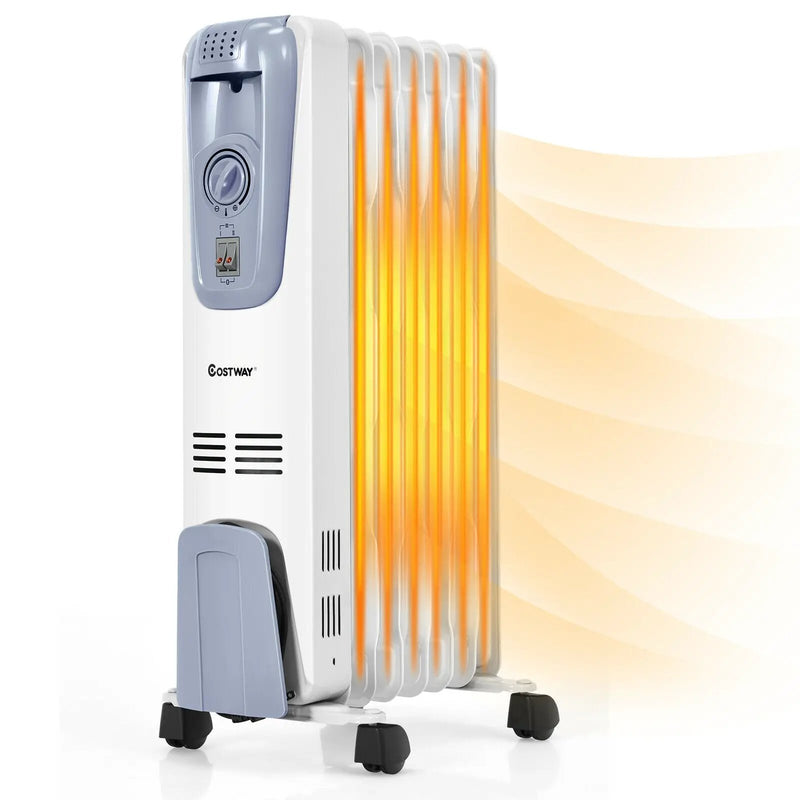 1500W Oil Filled Radiator with Thermostat and 4 Bottom Wheels by DirectDeals
