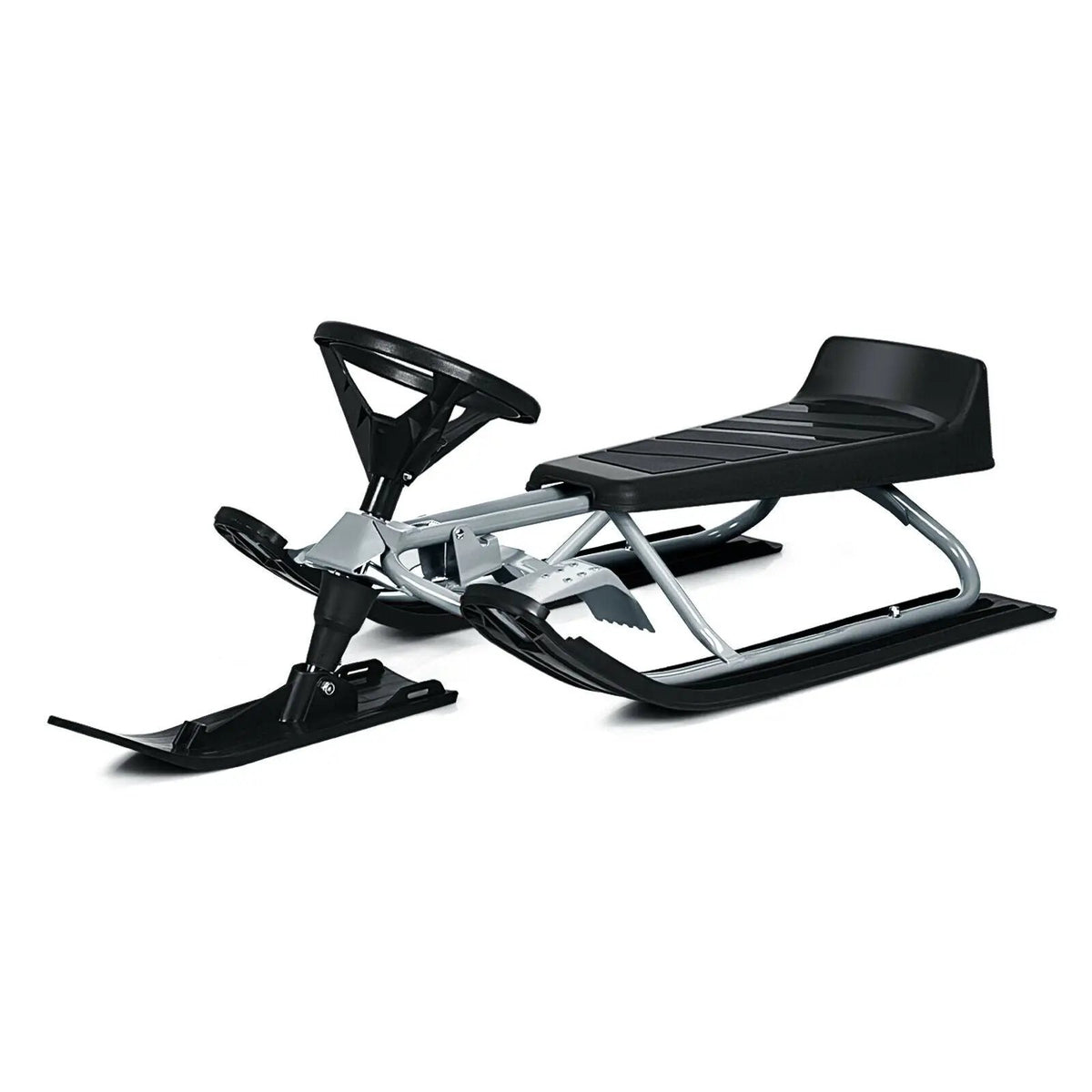 Kids Snow Sled with Steering Wheel and Double Brakes Pull Rope, photo 8 of 16