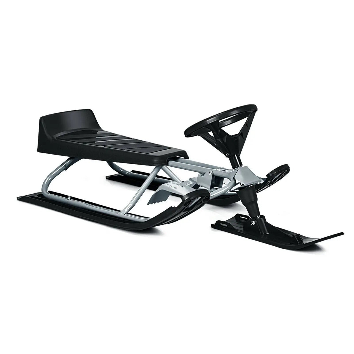 Kids Snow Sled with Steering Wheel and Double Brakes Pull Rope, photo 6 of 16