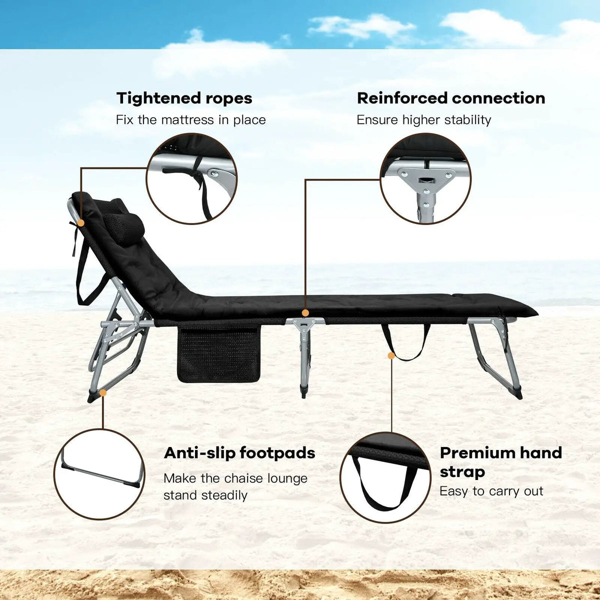 4-Fold Oversize Padded Folding Lounge Chair with Removable Soft Mattress, photo 2 of 9