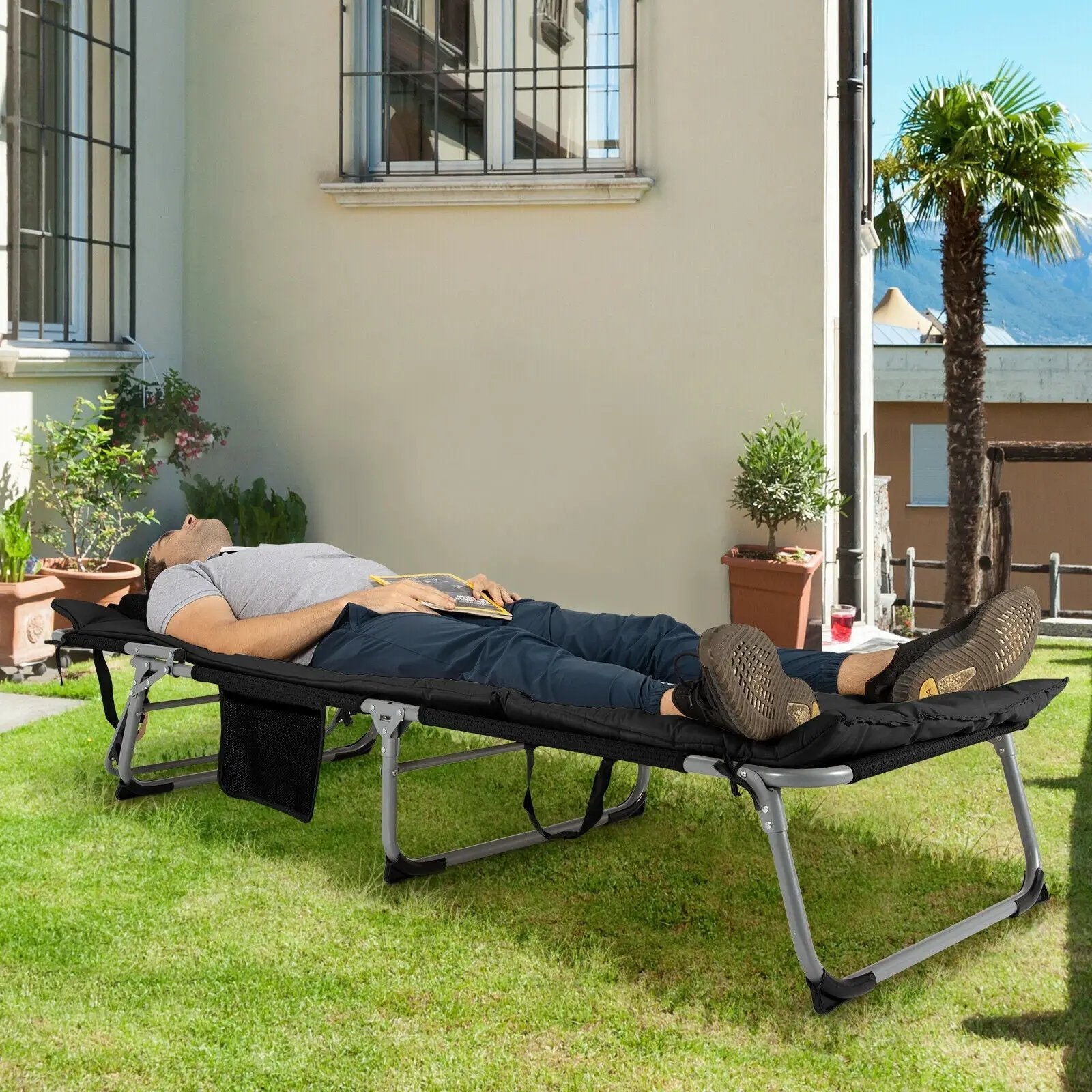 4-Fold Oversize Padded Folding Lounge Chair with Removable Soft Mattress by DirectDeals