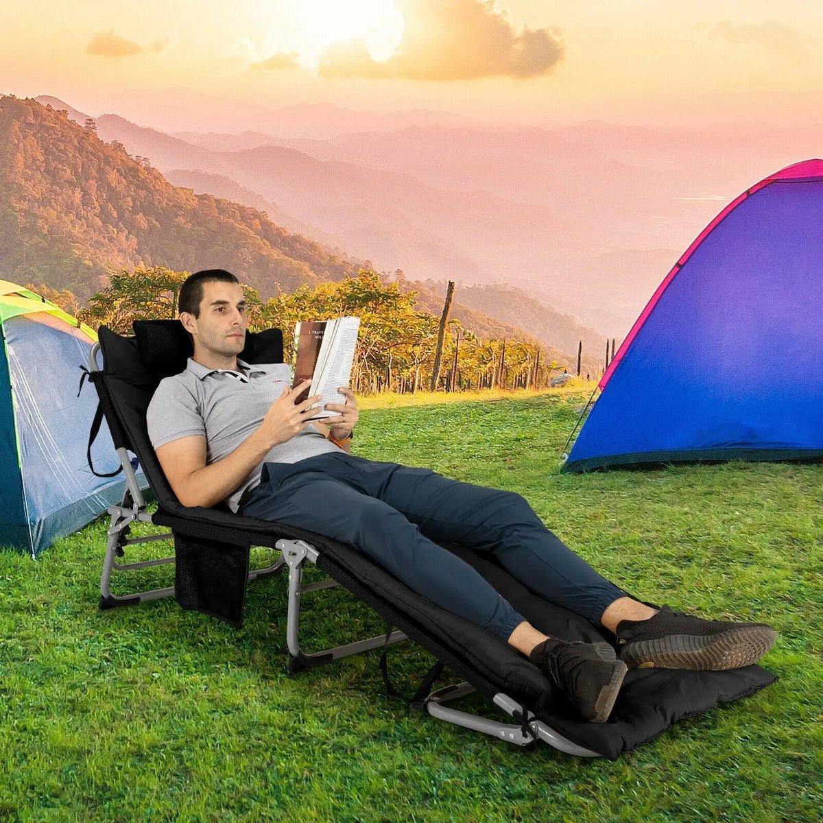 4-Fold Oversize Padded Folding Lounge Chair with Removable Soft Mattress, photo 6 of 9