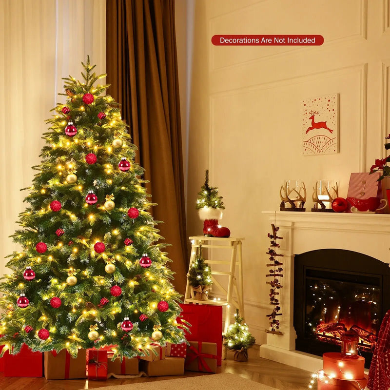 Pre-Lit Snowy Christmas Hinged Tree with Multi-Color Lights by DirectDeals