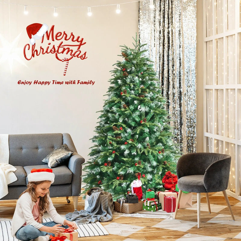 Pre-Lit Snowy Christmas Hinged Tree with Multi-Color Lights by DirectDeals