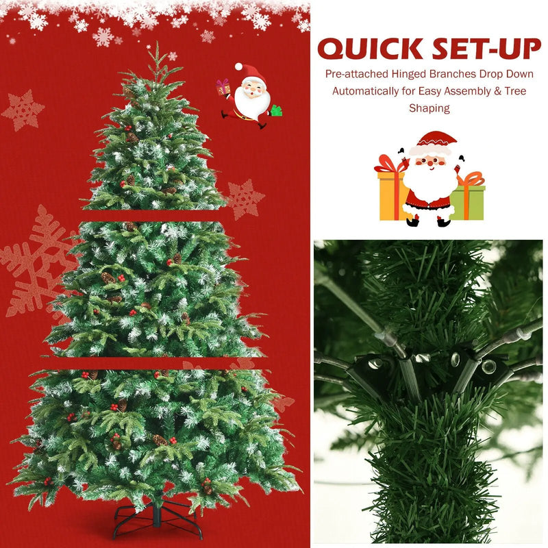 Pre-Lit Snowy Christmas Hinged Tree with Multi-Color Lights by DirectDeals