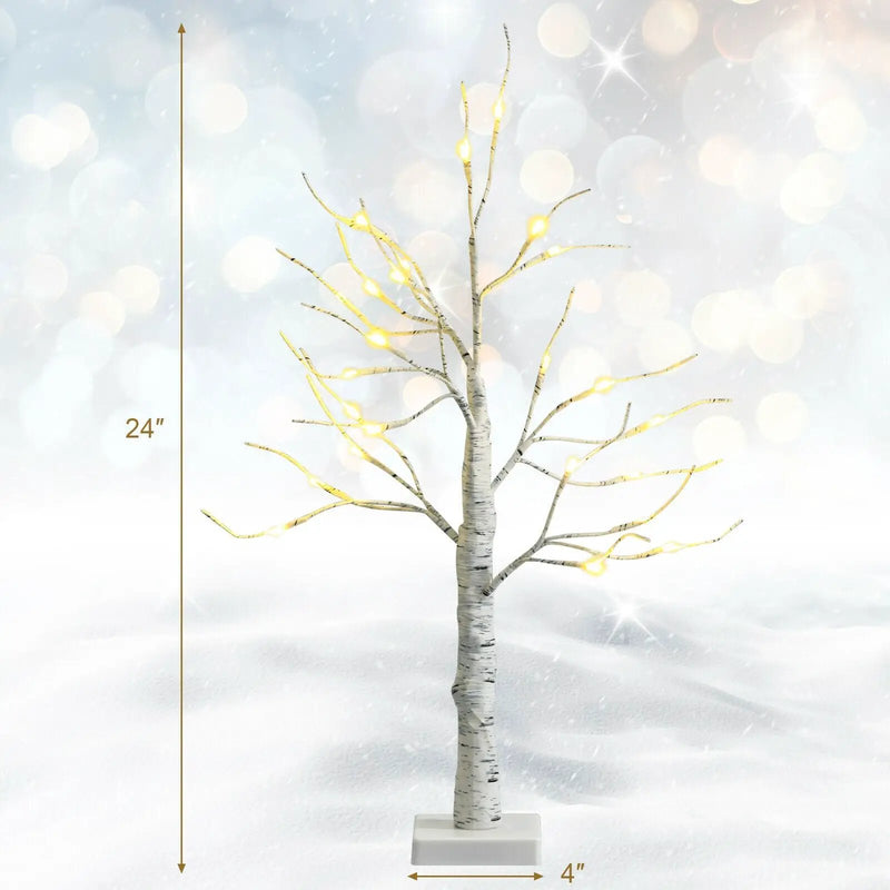 2 Feet Pre-lit White Twig Birch Tree Battery Powered for Christmas Holiday by DirectDeals