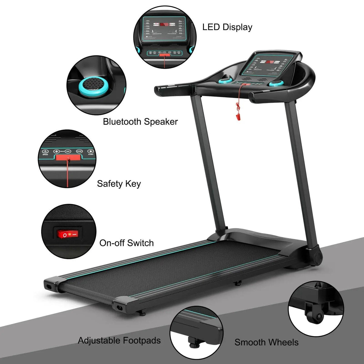 2.25HP Electric Running Machine Treadmill with Speaker and APP Control, photo 5 of 9