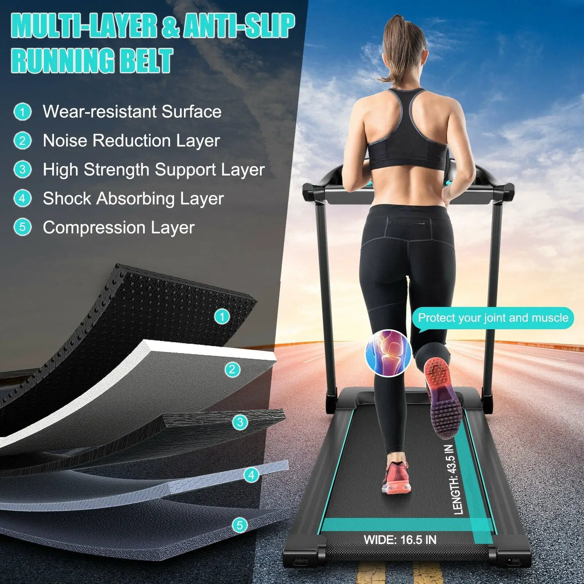 2.25HP Electric Running Machine Treadmill with Speaker and APP Control, photo 2 of 9