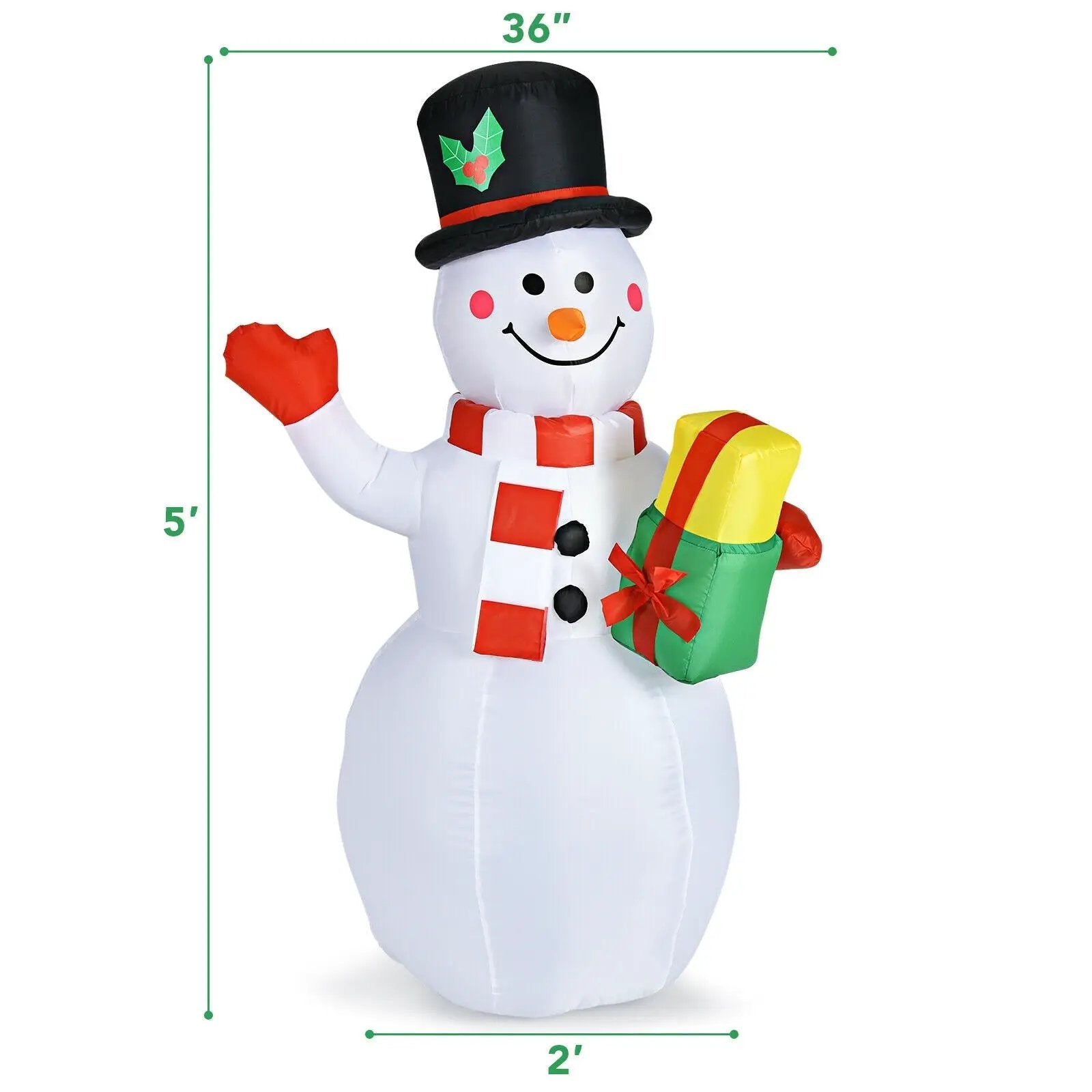 5 Feet Tall Snowman Inflatable Blow up Inflatable with Built-in Colorful LED Lights by DirectDeals