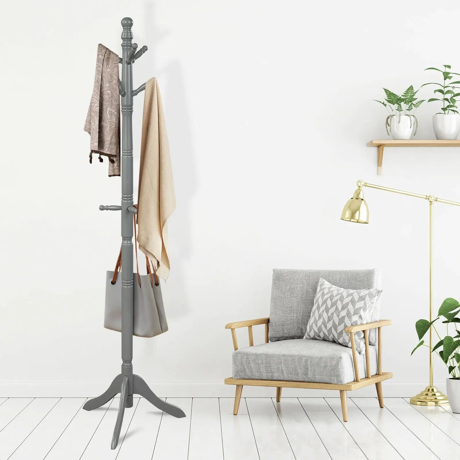 Entryway Height Adjustable Coat Stand with 9 Hooks by DirectDeals