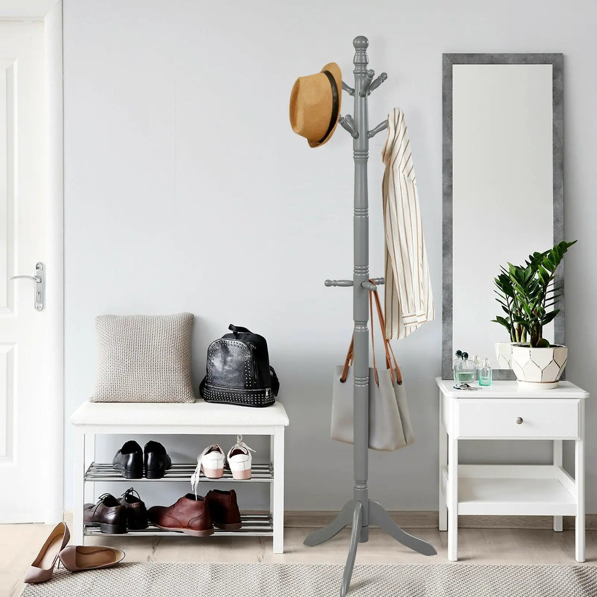 Entryway Height Adjustable Coat Stand with 9 Hooks, photo 5 of 24