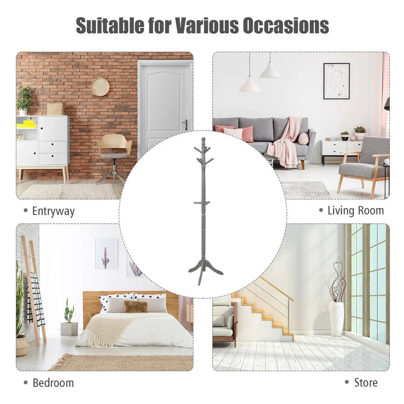 Entryway Height Adjustable Coat Stand with 9 Hooks by DirectDeals