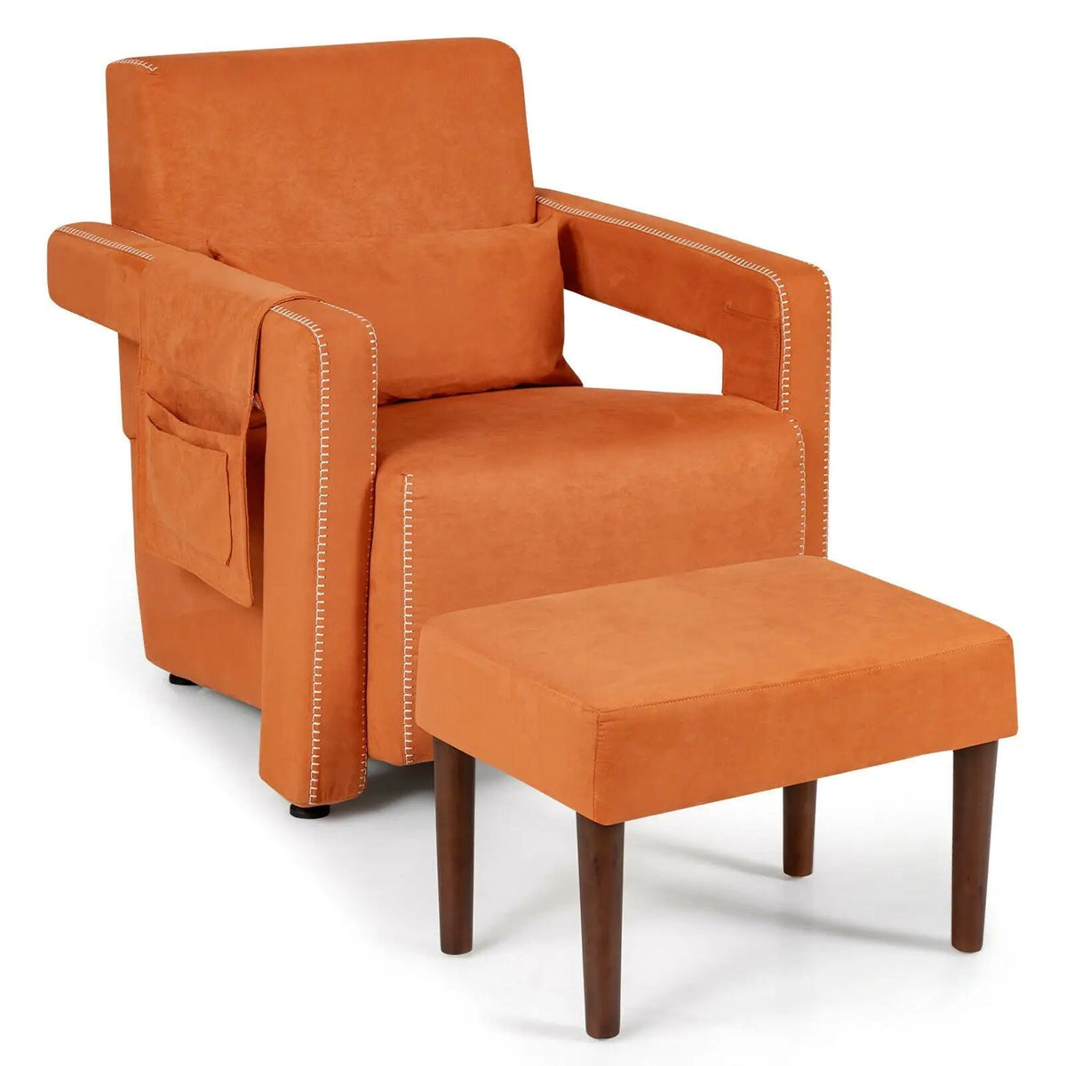 Modern Berber Fleece Single Sofa Chair with Ottoman and Waist Pillow, photo 11 of 12
