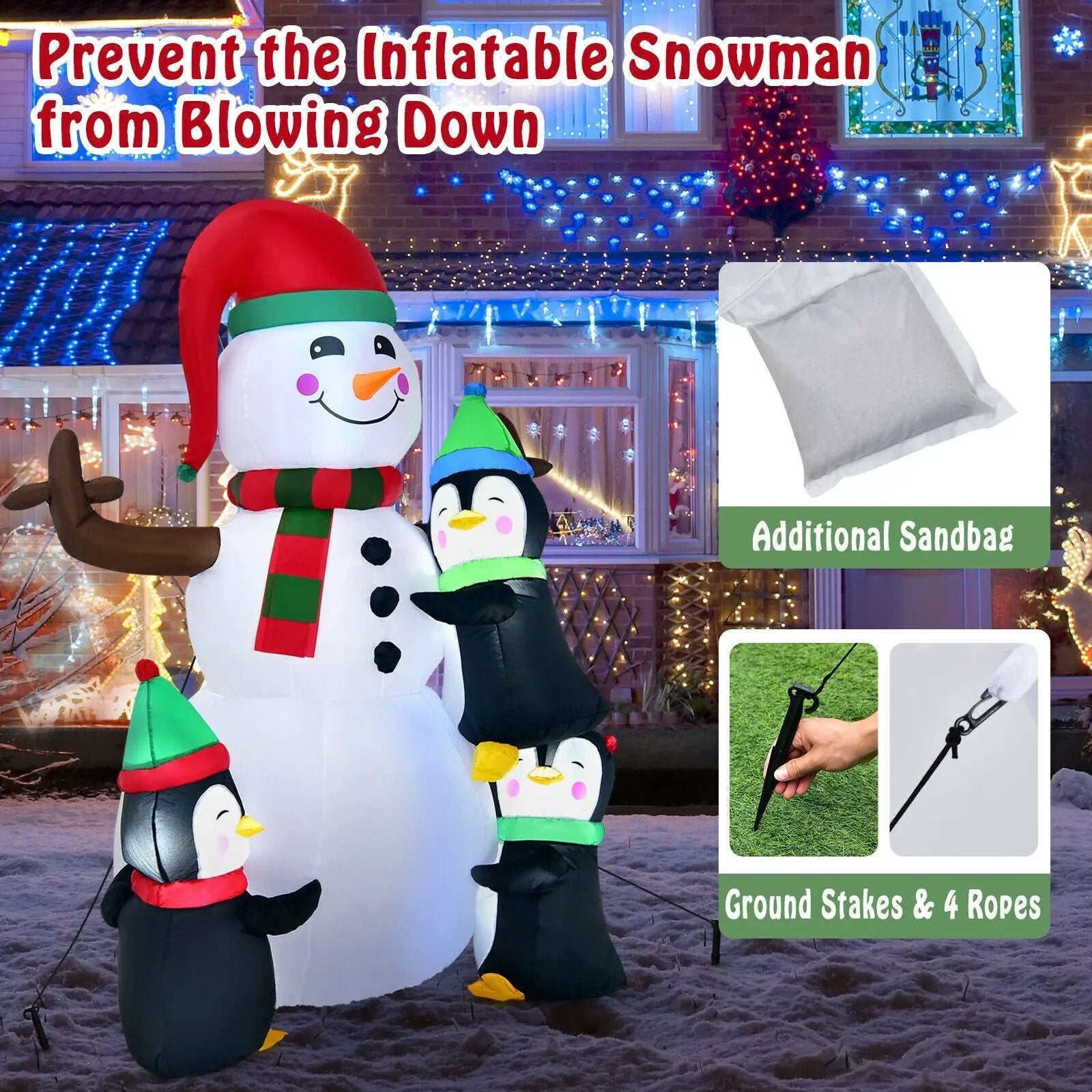 6 Feet Christmas Quick Inflatable Snowman with Penguins by DirectDeals