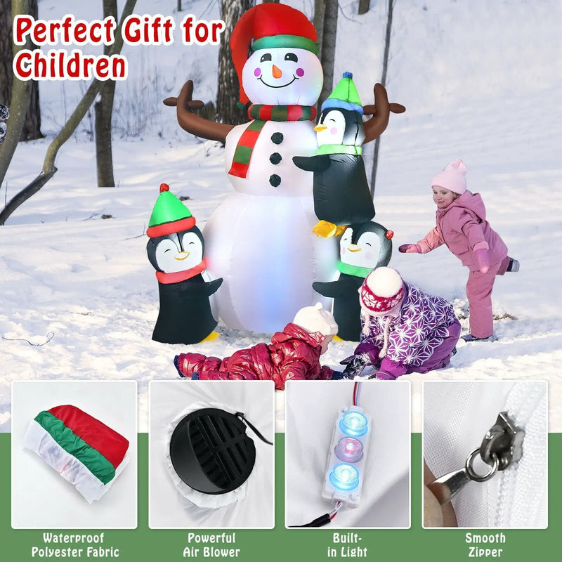 6 Feet Christmas Quick Inflatable Snowman with Penguins by DirectDeals