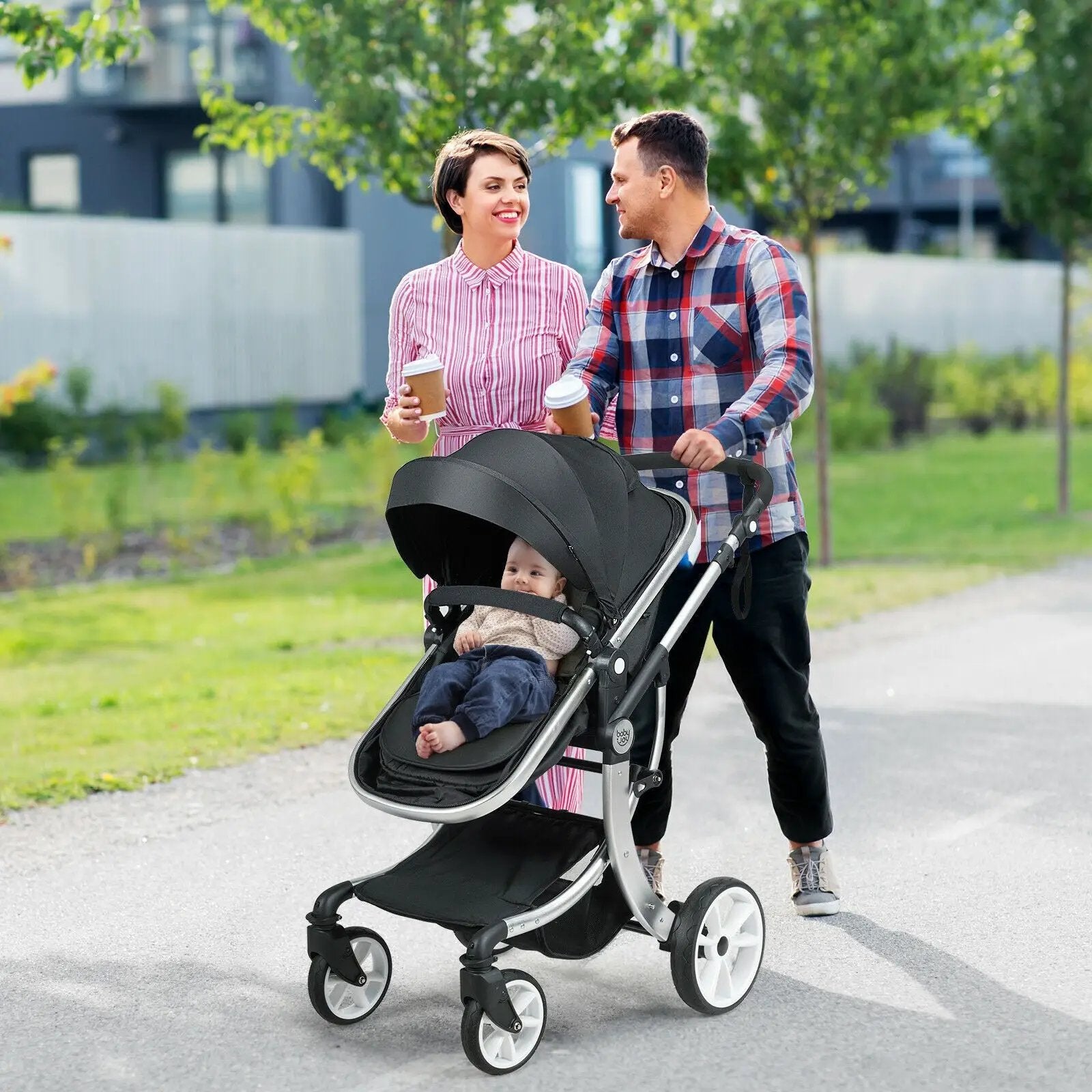 Folding Aluminum Infant Reversible Stroller with Diaper Bag by DirectDeals