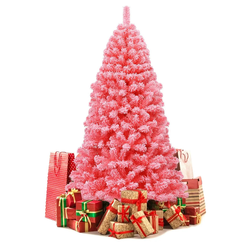Pink Christmas Tree with Snow Flocked PVC Tips and Metal Stand by DirectDeals
