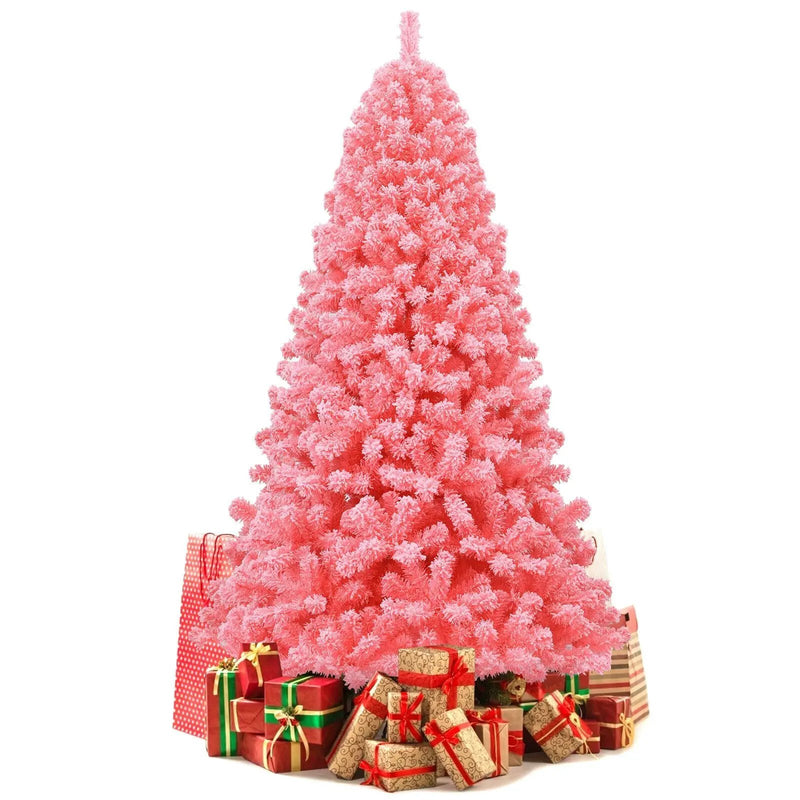 Pink Christmas Tree with Snow Flocked PVC Tips and Metal Stand by DirectDeals