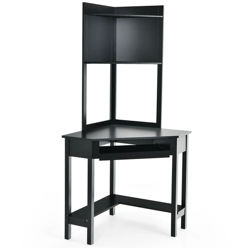 Corner Computer Desk with Hutch and Storage Shelves by DirectDeals