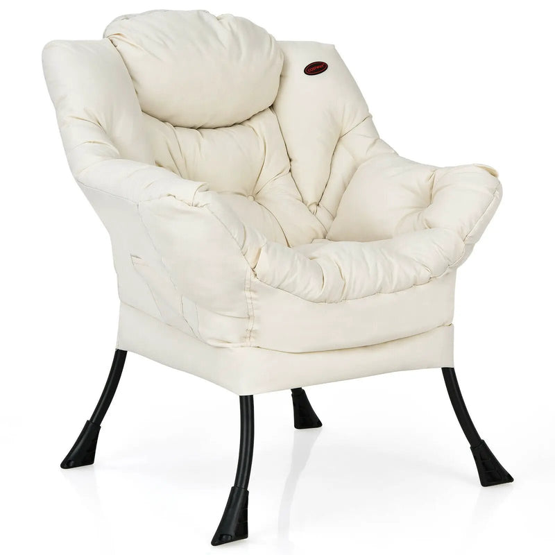 Modern Polyester Fabric Lazy Chair with Steel Frame and Side Pocket by DirectDeals