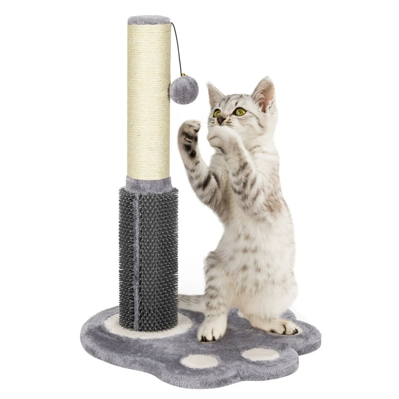 20.5 inch Tall Cat Scratching Post Claw Scratcher with Sisal Rope and Plush Ball-Gray by DirectDeals
