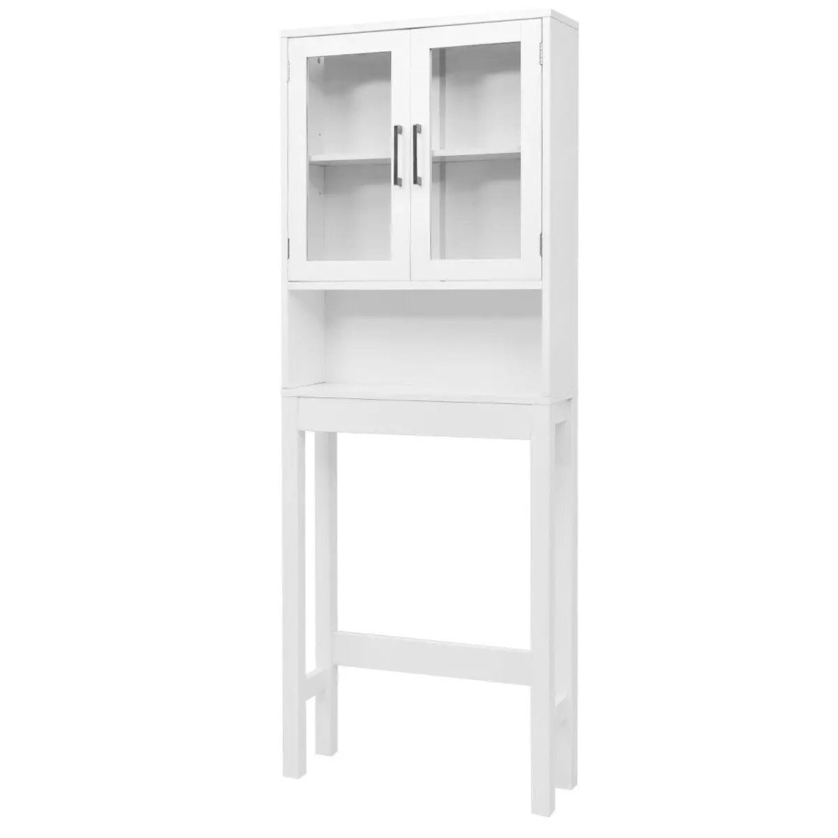 Over the Toilet Storage Cabinet Bathroom Space Saver with Tempered Glass Door by DirectDeals