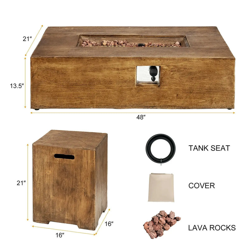 2 Piece Outdoor Propane Fire Pit Table Set by DirectDeals
