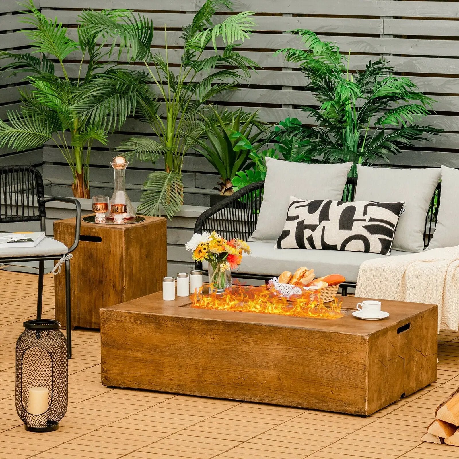 2 Piece Outdoor Propane Fire Pit Table Set by DirectDeals