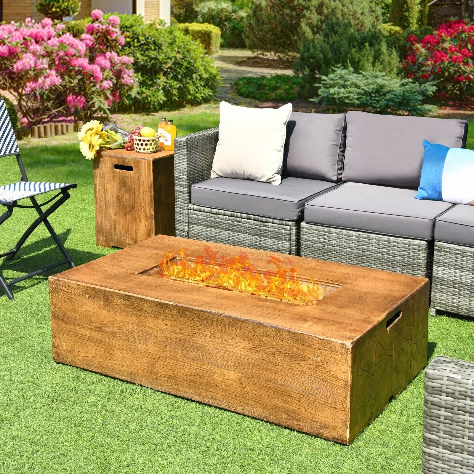 2 Piece Outdoor Propane Fire Pit Table Set by DirectDeals
