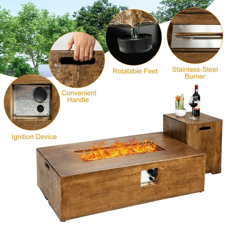 2 Piece Outdoor Propane Fire Pit Table Set by DirectDeals