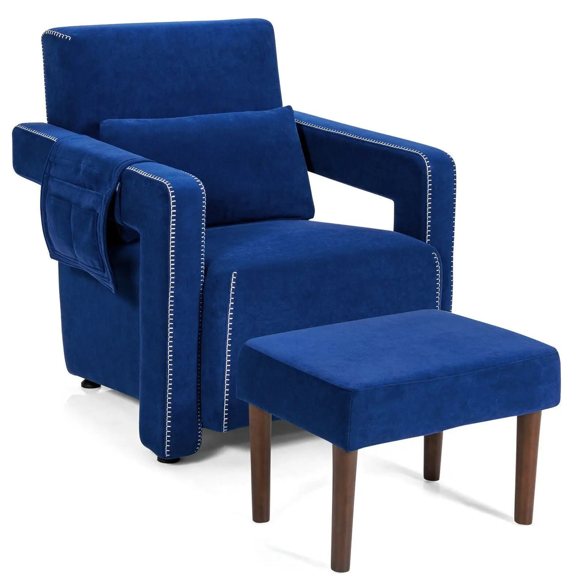 Modern Berber Fleece Single Sofa Chair with Ottoman and Waist Pillow, photo 3 of 12