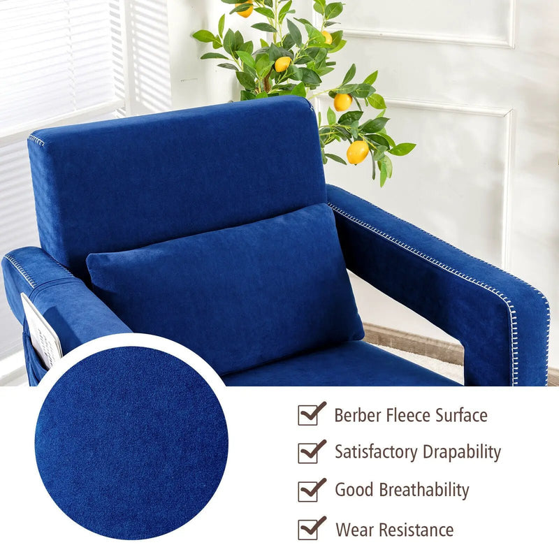 Modern Berber Fleece Single Sofa Chair with Ottoman and Waist Pillow by DirectDeals