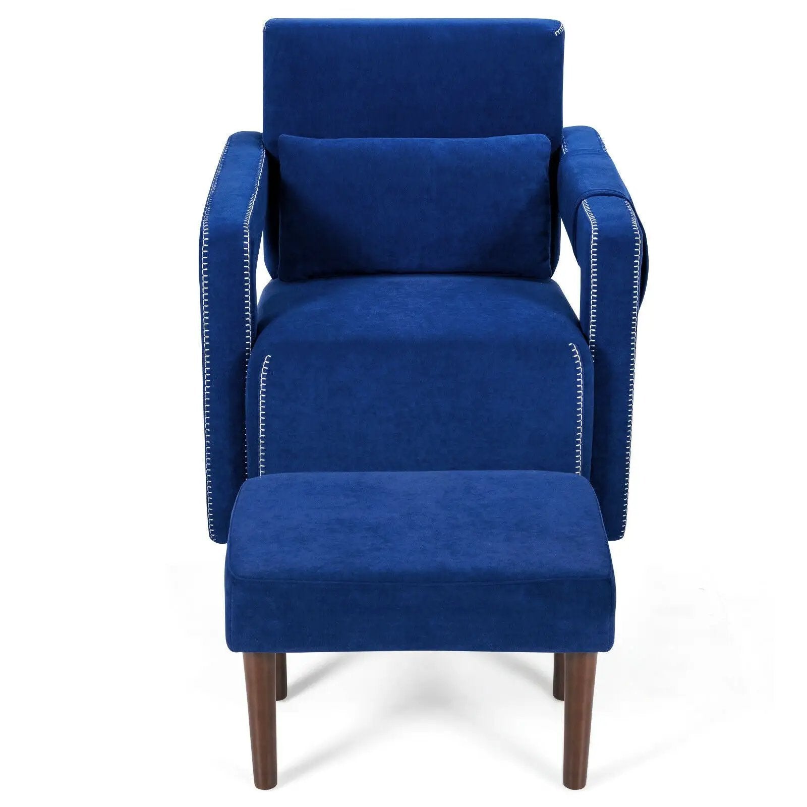 Modern Berber Fleece Single Sofa Chair with Ottoman and Waist Pillow by DirectDeals