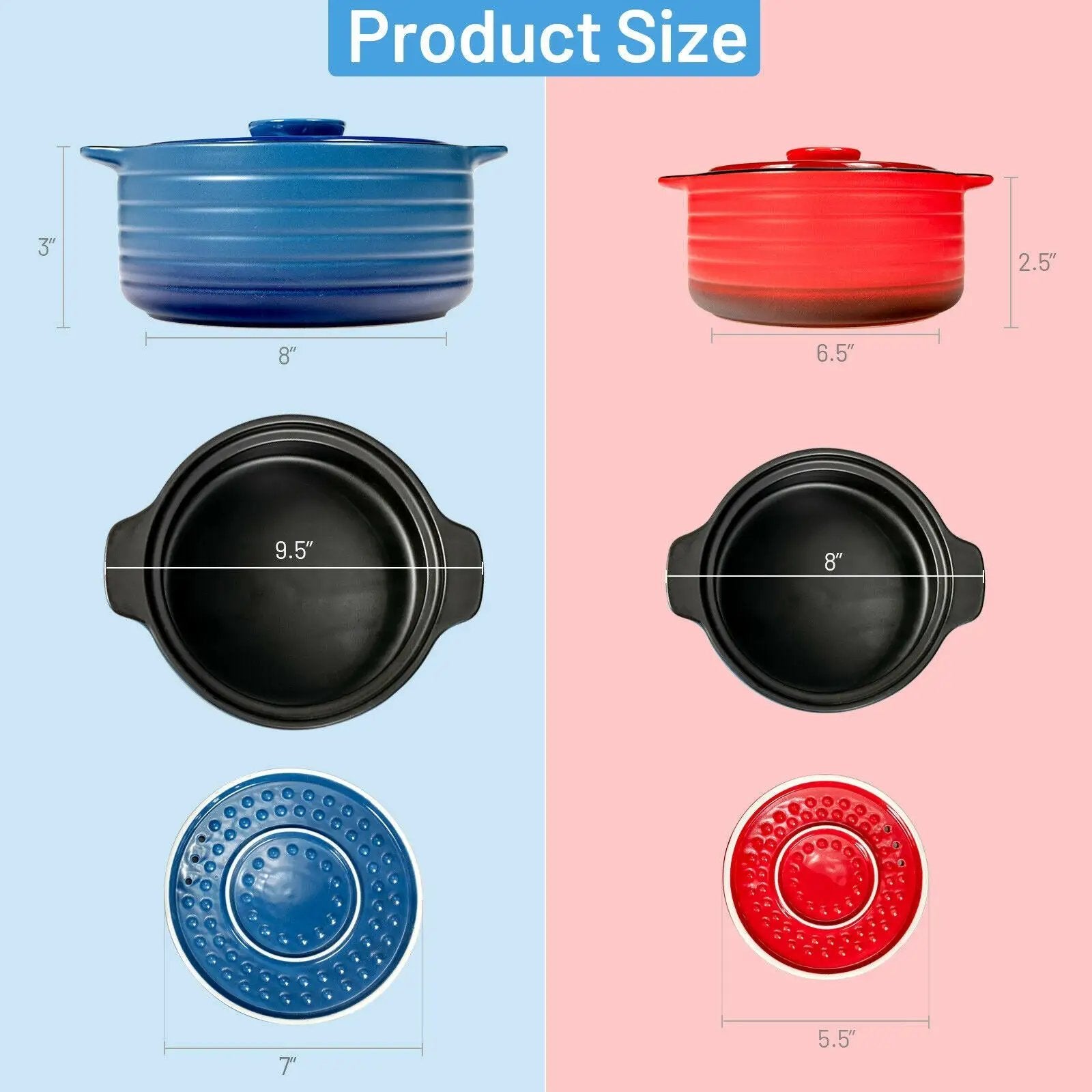 2 Pieces Ceramic Cookware Set with Lid and Insulated Handle by DirectDeals